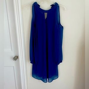 Cold shoulder blue dress